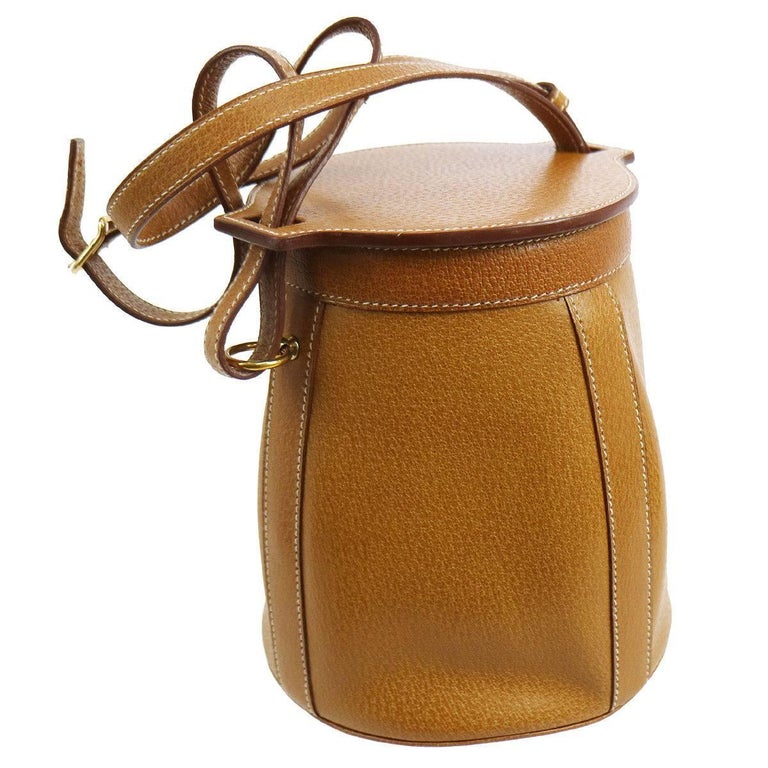 Hermes Cognac Leather Bucket Top Handle Shoulder Bag in Box at 1stDibs ...