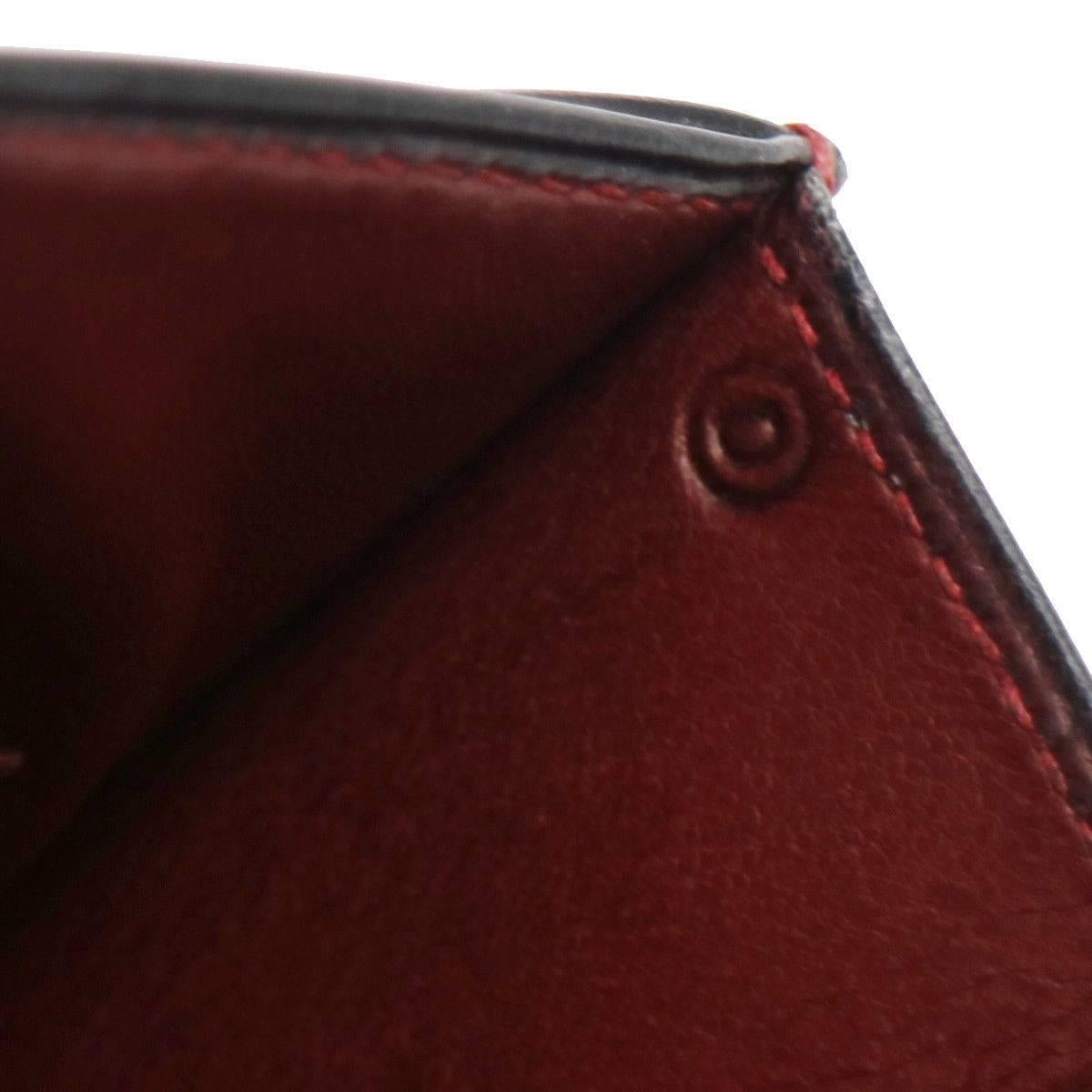 Hermes Bordeaux Leather Gold Emblem Kelly Style Top Handle Satchel Flap Bag 1