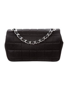 Chanel New Black Satin Racket Lipstick Small Evening Shoulder Flap Bag