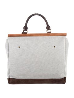 Burberry Prorsum Canvas Leather Cognac Carryall Top Handle Travel Weekender Bag