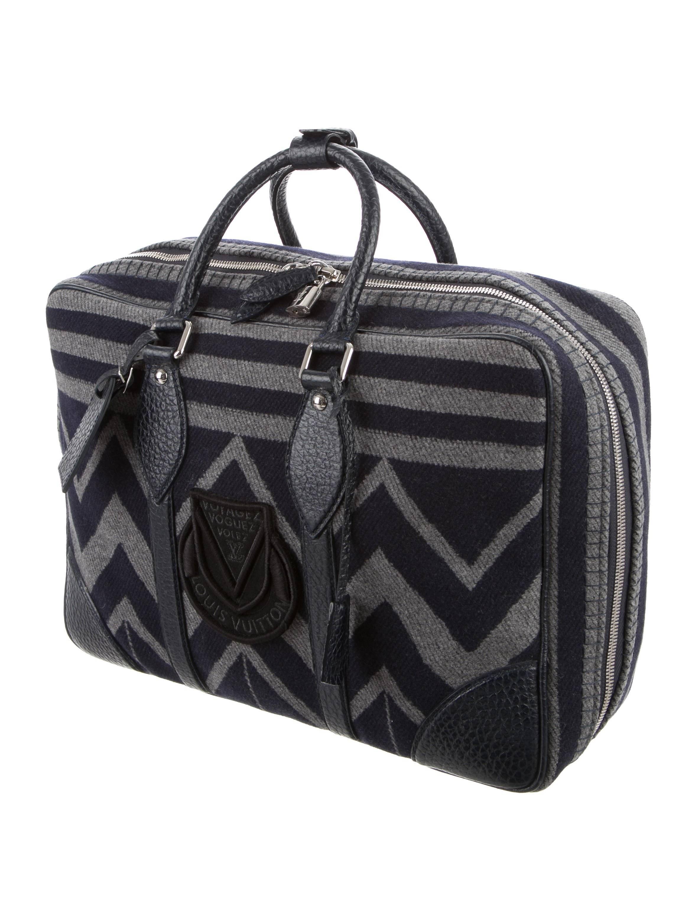 Black Louis Vuitton Limited Edition Wool Top Handle Travel Weekender Carryall Bag