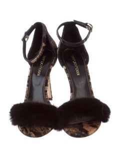 Sergio Rossi New Leopard Print Fur Evening Sandals Heels in Box