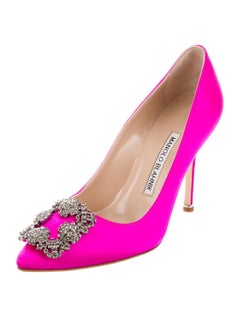 Manolo Blahnik Carrie Bradshaw Sex in the City Satin Crystal Heels in Box