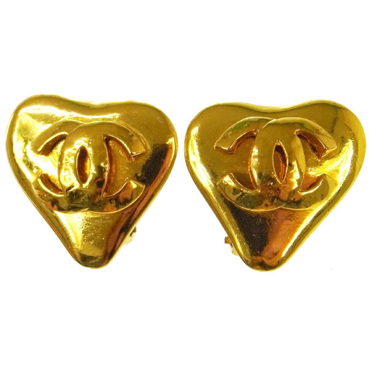 Chanel Gold Charm Evening Stud Earrings 