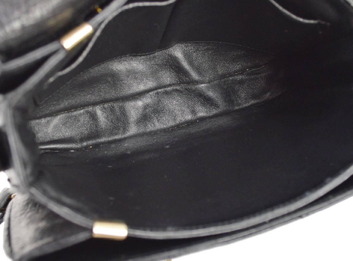 Celine Black Ostrich Leather Exotic Skin Saddle  2 in 1 Clutch Shoulder Flap Bag 1