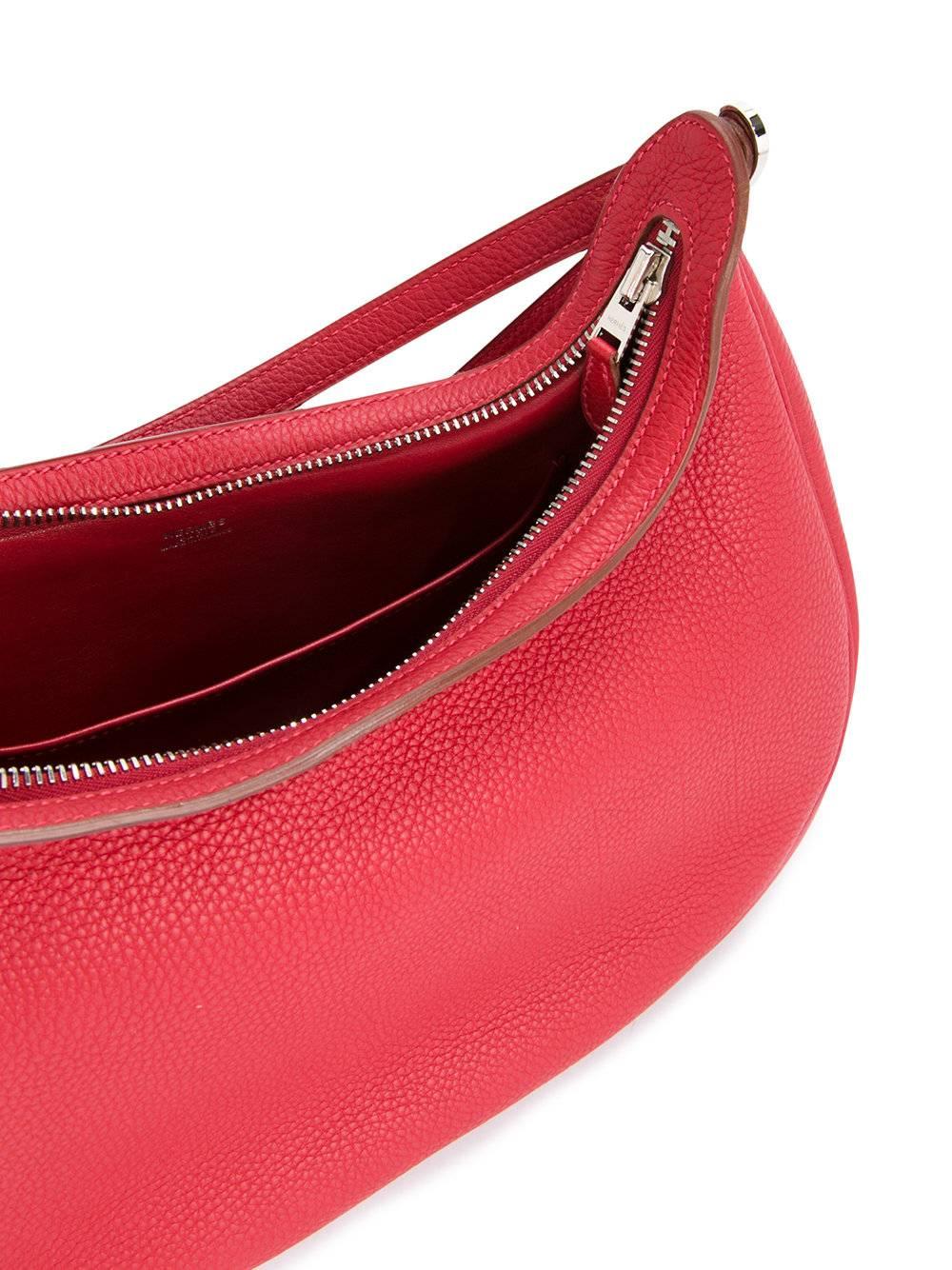 Hermes Red Leather Triple Strap Top Handle Evening Satchel Shoulder Bag 1