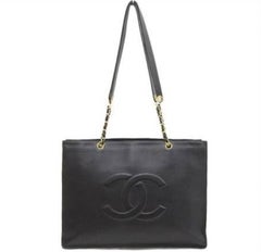 Retro Chanel Black Lambskin Leather Large Carryall Weekender Travel Shoulder Tote Bag