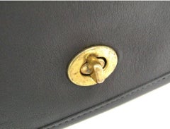 Coach Vintage Archive Black Leather Saddle Crossbody Shoulder Flap Bag
