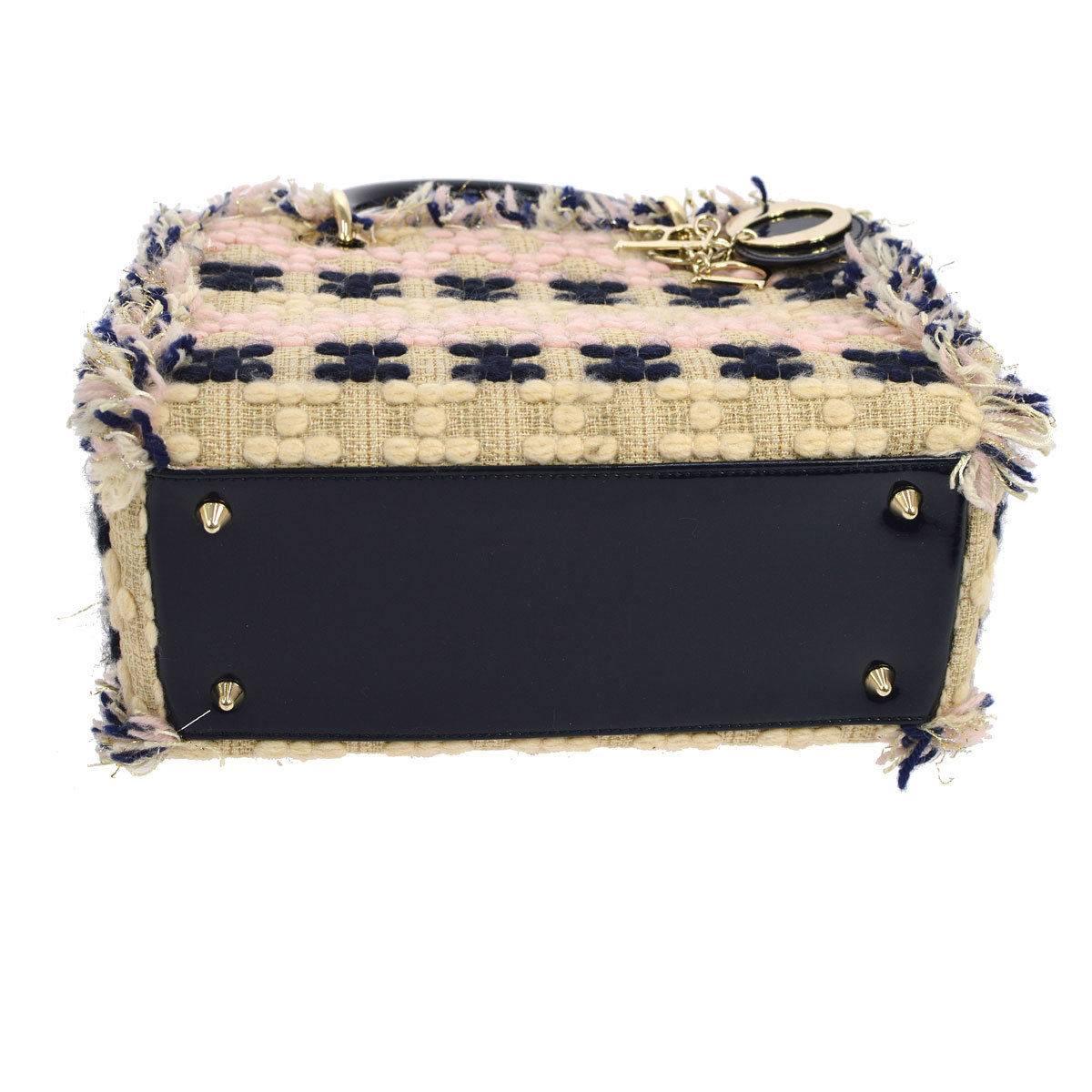 Dior Pink Blue Patent Gold Charm 2 in 1 Top Handle Satchel Evening Shoulder Bag 1
