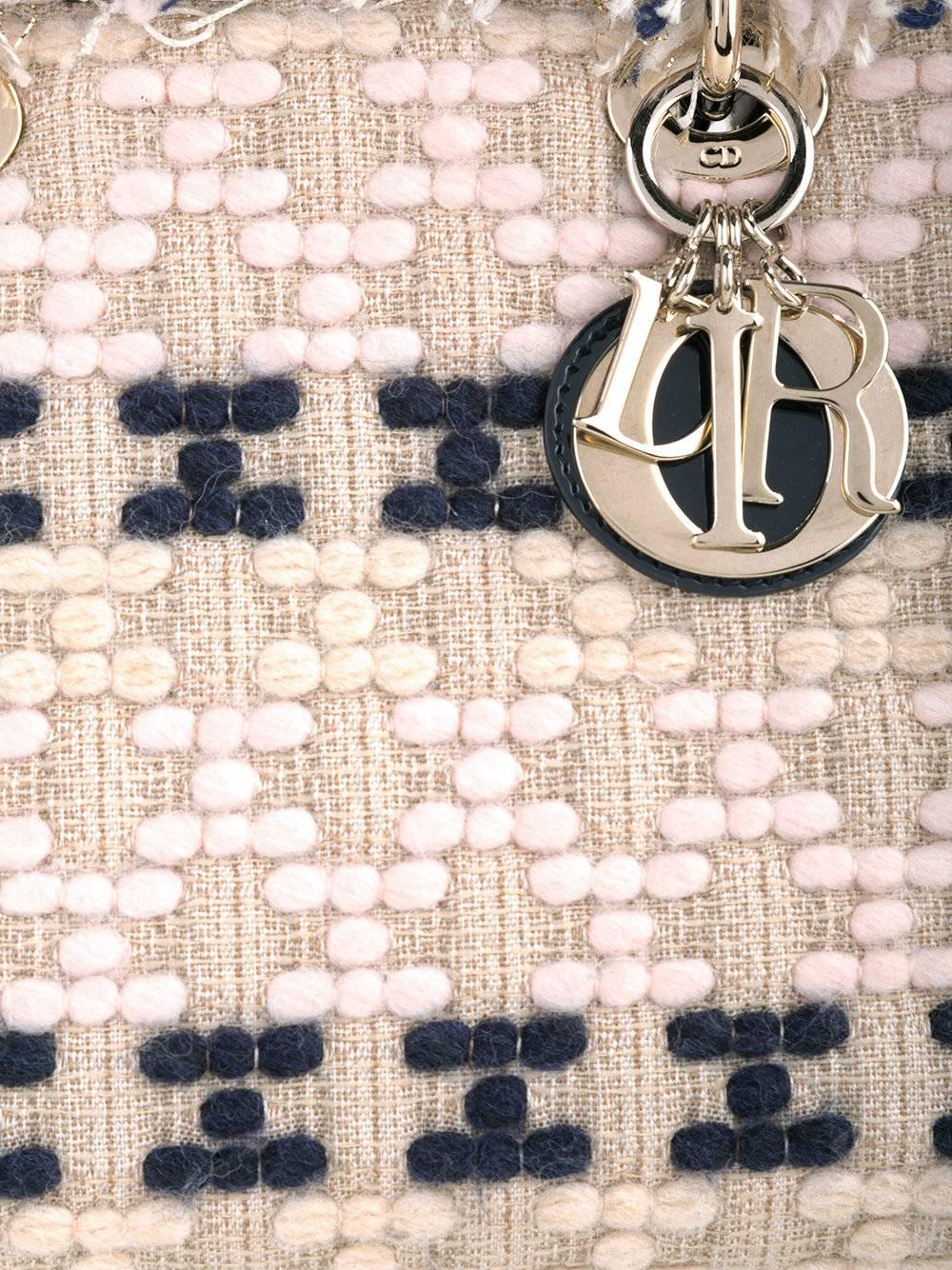 Beige Dior Pink Blue Patent Gold Charm 2 in 1 Top Handle Satchel Evening Shoulder Bag
