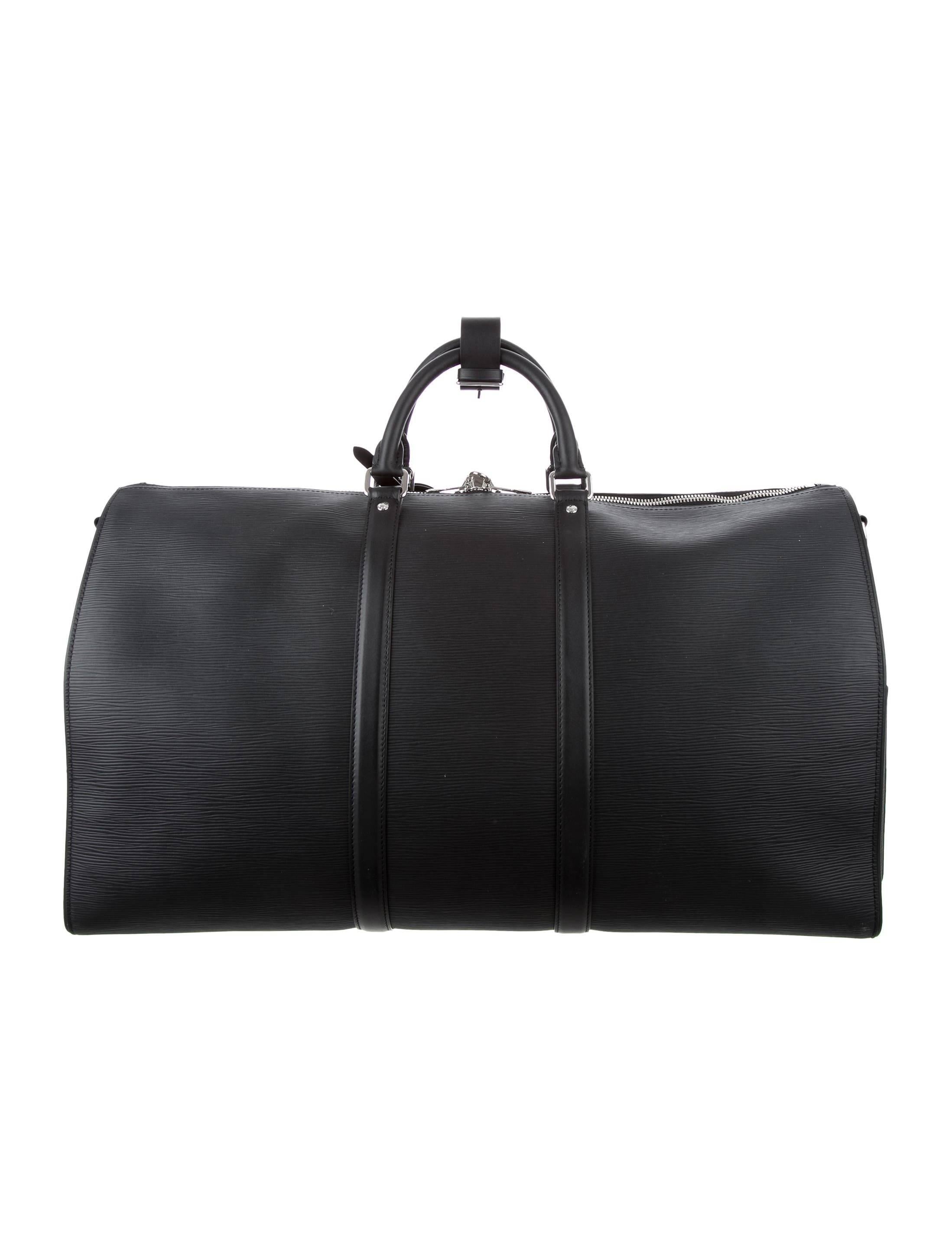 Noir Louis Vuitton Supreme NEW Black Leather Men's Travel Duffle Carryall Bag in Box (sac de voyage en cuir noir)