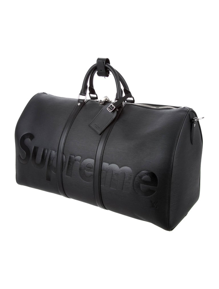 Louis Vuitton Supreme NEW Black Leather Men's Travel Duffle Carryall ...