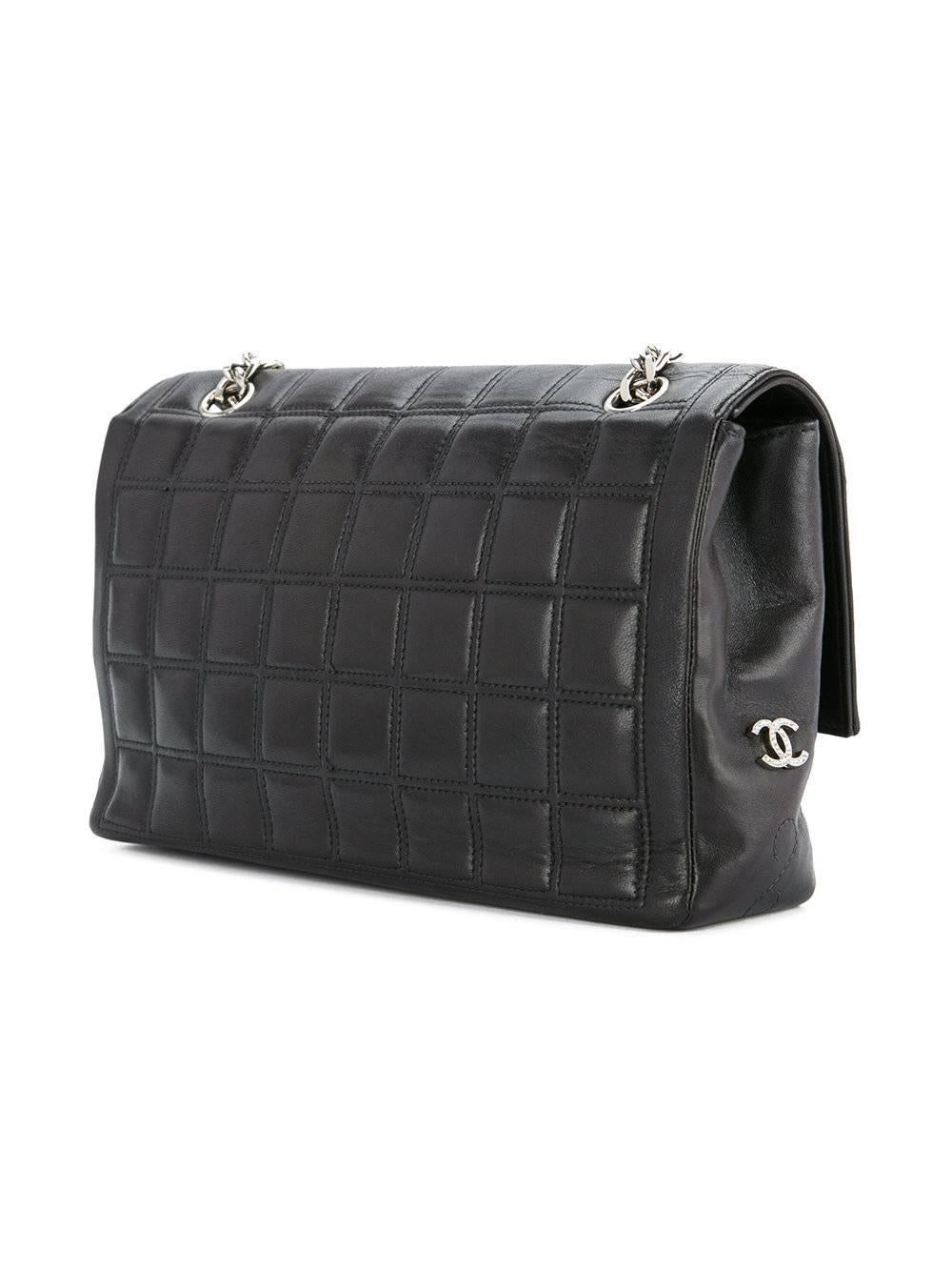 Chanel Black Leather Silver Turnlock Evening Single Double Shoulder Flap Bag  In Excellent Condition In Chicago, IL