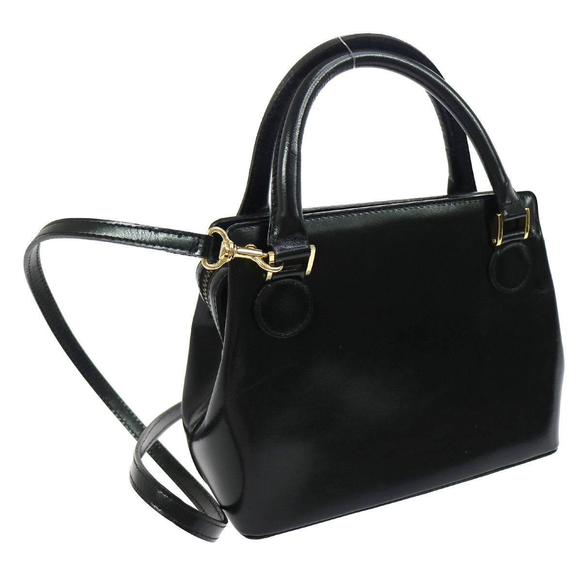 Gianni Versace Black Leather Gold Charm Top Handle Satchel Shoulder Bag In Excellent Condition In Chicago, IL