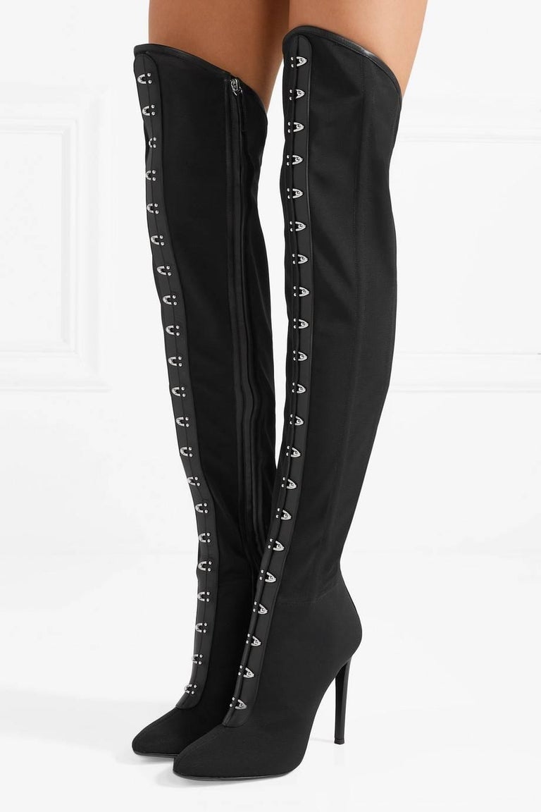 Giuseppe Zanotti New Black Thigh High Corset Lace up Heels Boots in Box at  1stDibs | black lace toe thong thigh high heels, vicini giuseppe zanotti, giuseppe  zanotti thigh high boots