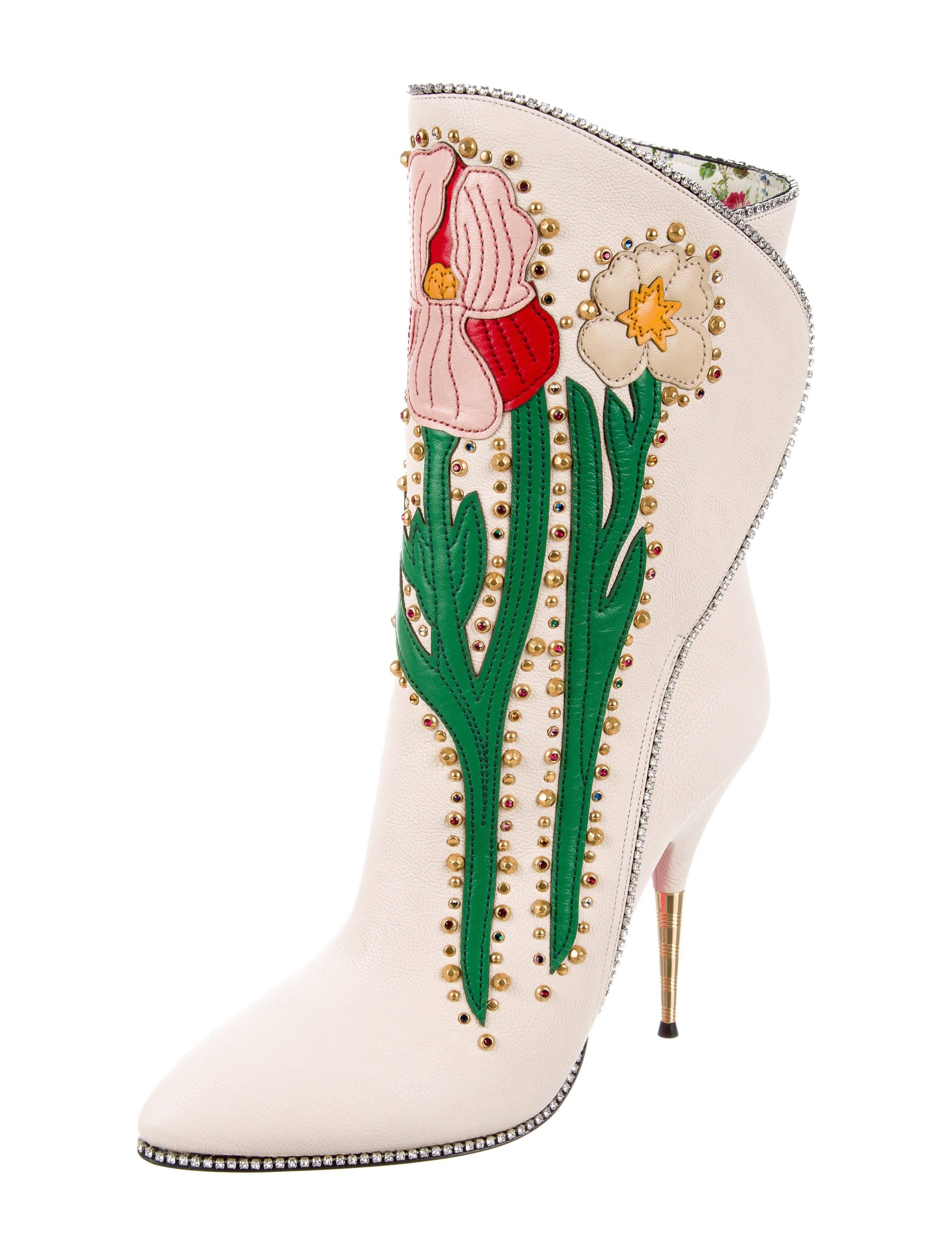 white embroidered boots