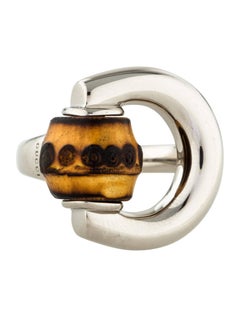 Gucci New Genuine Sterling Silver Bamboo Knot Tie Ring in Box