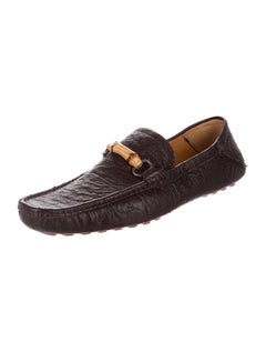 Gucci New Men's Chocolate Bamboo Moccasin Dress Casual Loafers Shoes