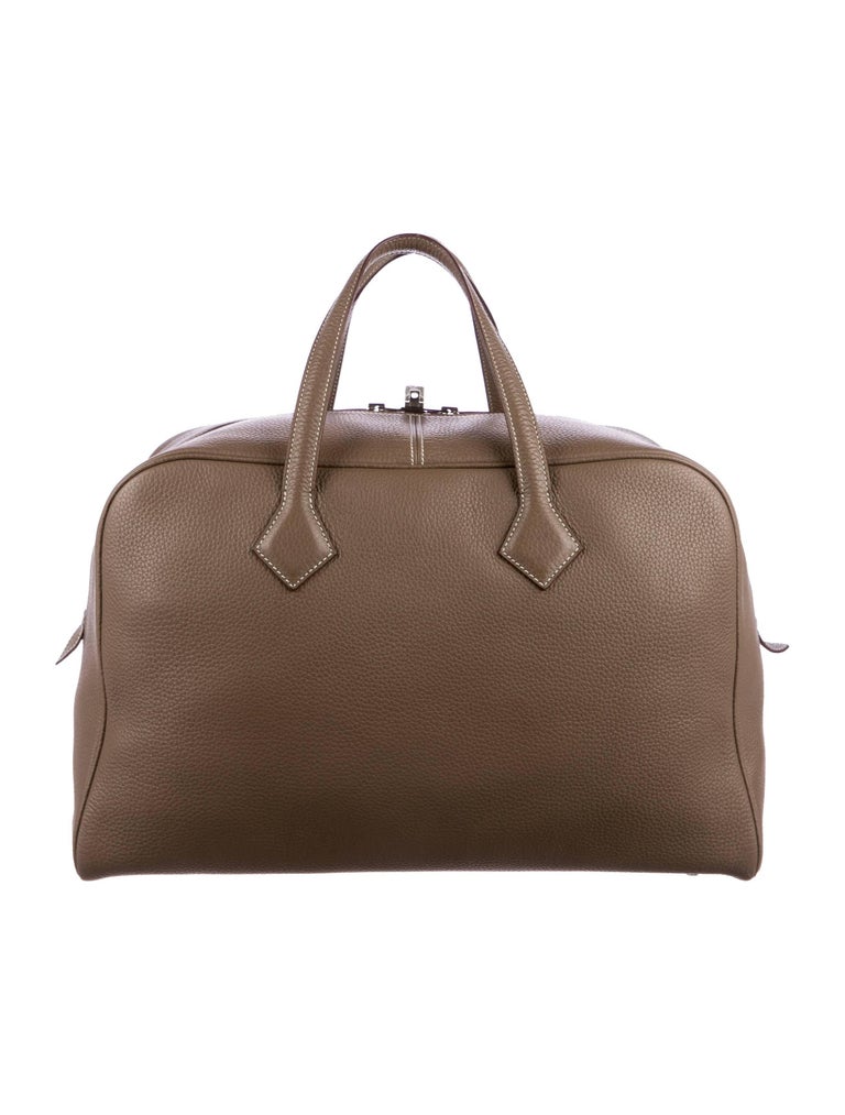 Hermes Runway Leather Cognac Men's Carryall Duffle Travel Weekender Tote Bag