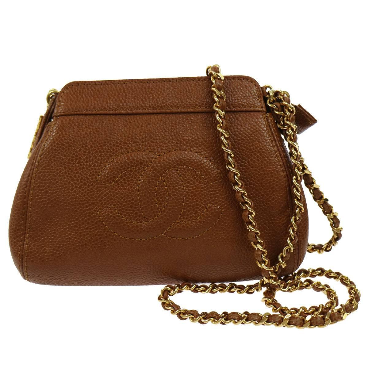 Chanel Caramel Caviar Leather Small Party Evening Shoulder Bag