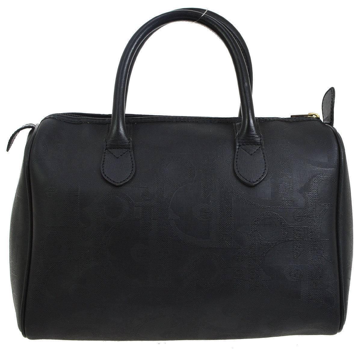 Women's Christian Dior Black Monogram Canvas Logo Satchel Speedy Top Handle Bag