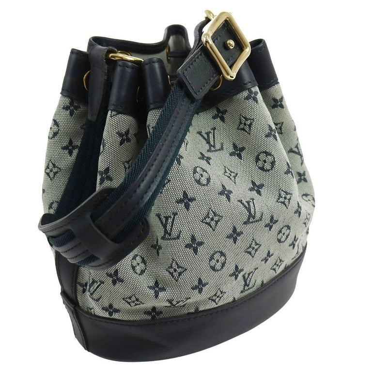 Louis Vuitton Noe Denim Monogram Blue Leather Carryall Bucket Shoulder Bag