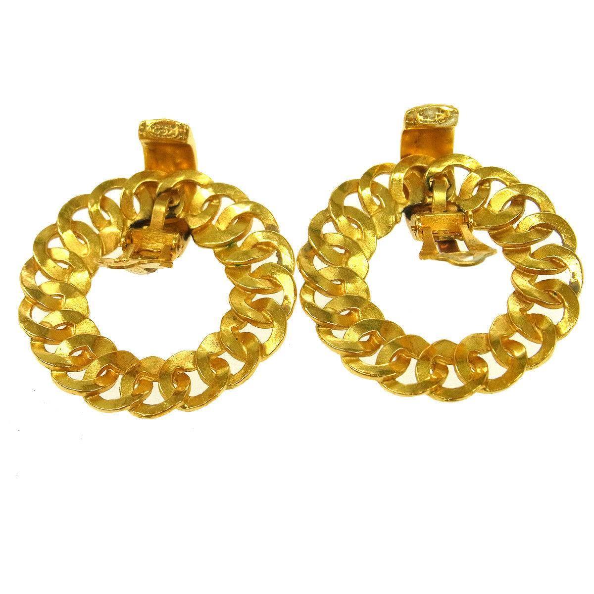 Chanel Gold Braided CC 2 in 1 Charm Hoop Evening Earrings