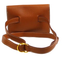 Hermes Cognac Leather Whipstick Flap Fanny Pack Waist Belt Bag