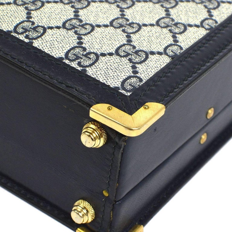 Gucci GG Monogram Blue Top Handle Satchel Men's Women's Business