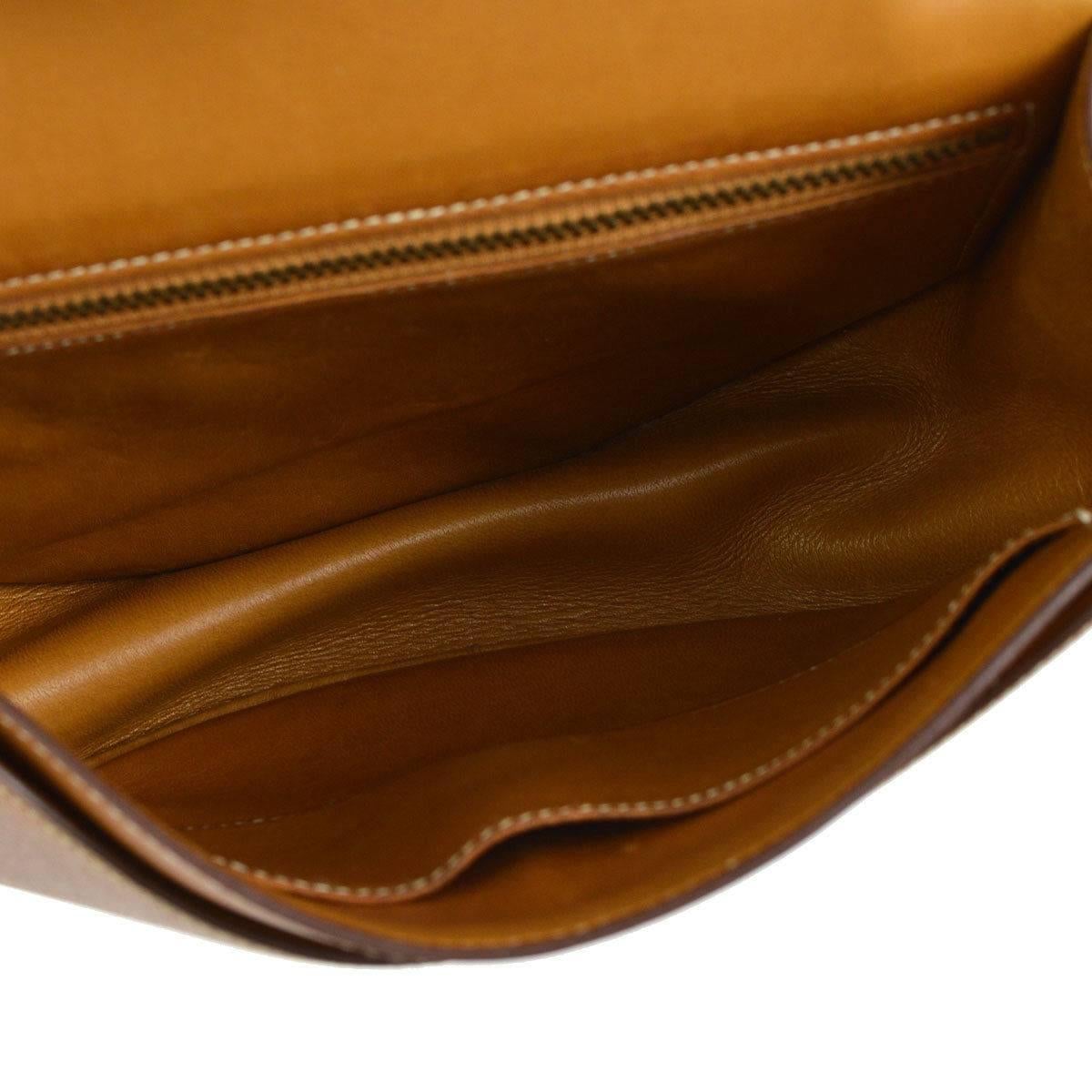 Women's Hermes Rare Cognac Leather Gold Logo Saddle Crossbody Shoulder Flap Bag