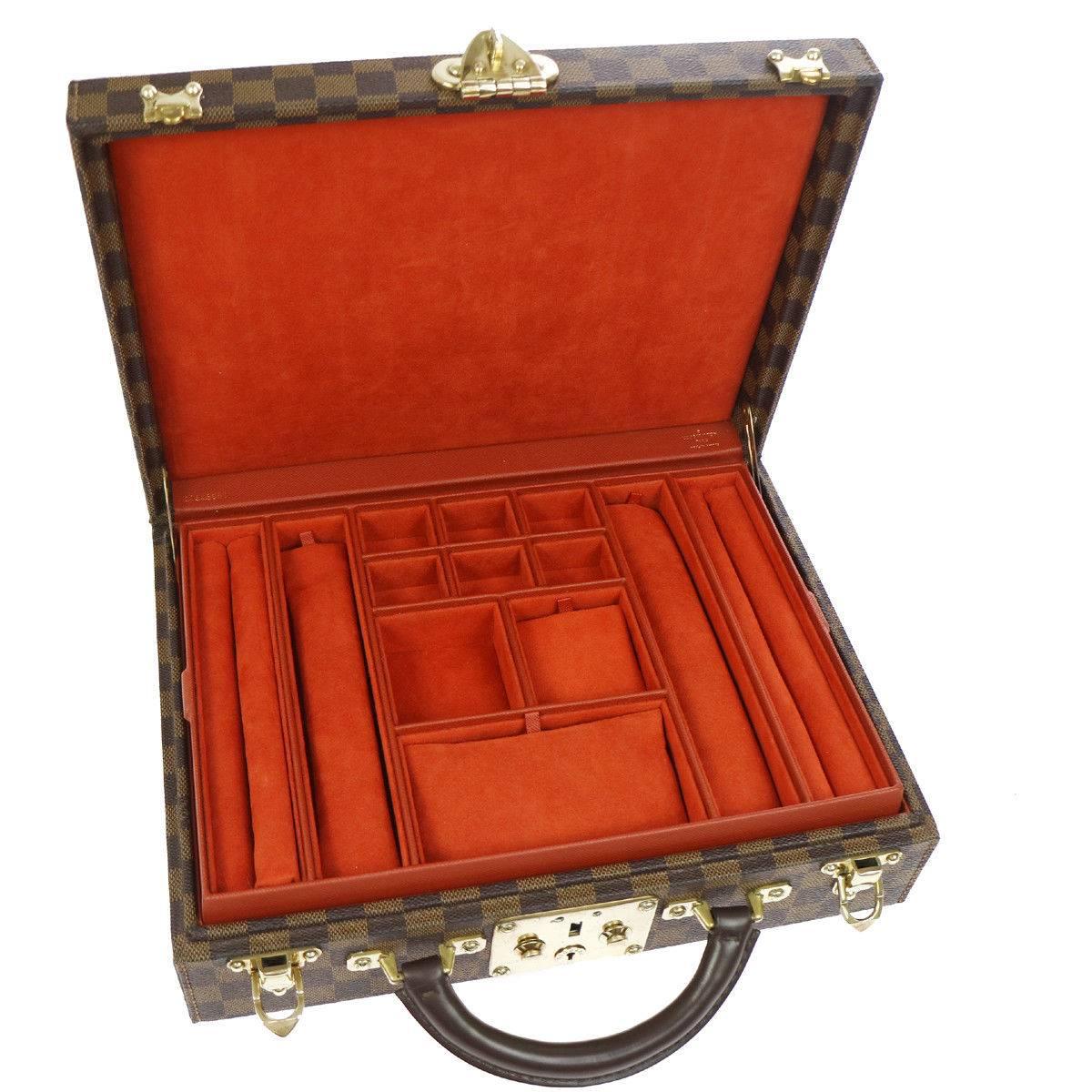 Black Louis Vuitton Rare Monogram Top Handle Briefcase Vanity Jewelry Storage Case