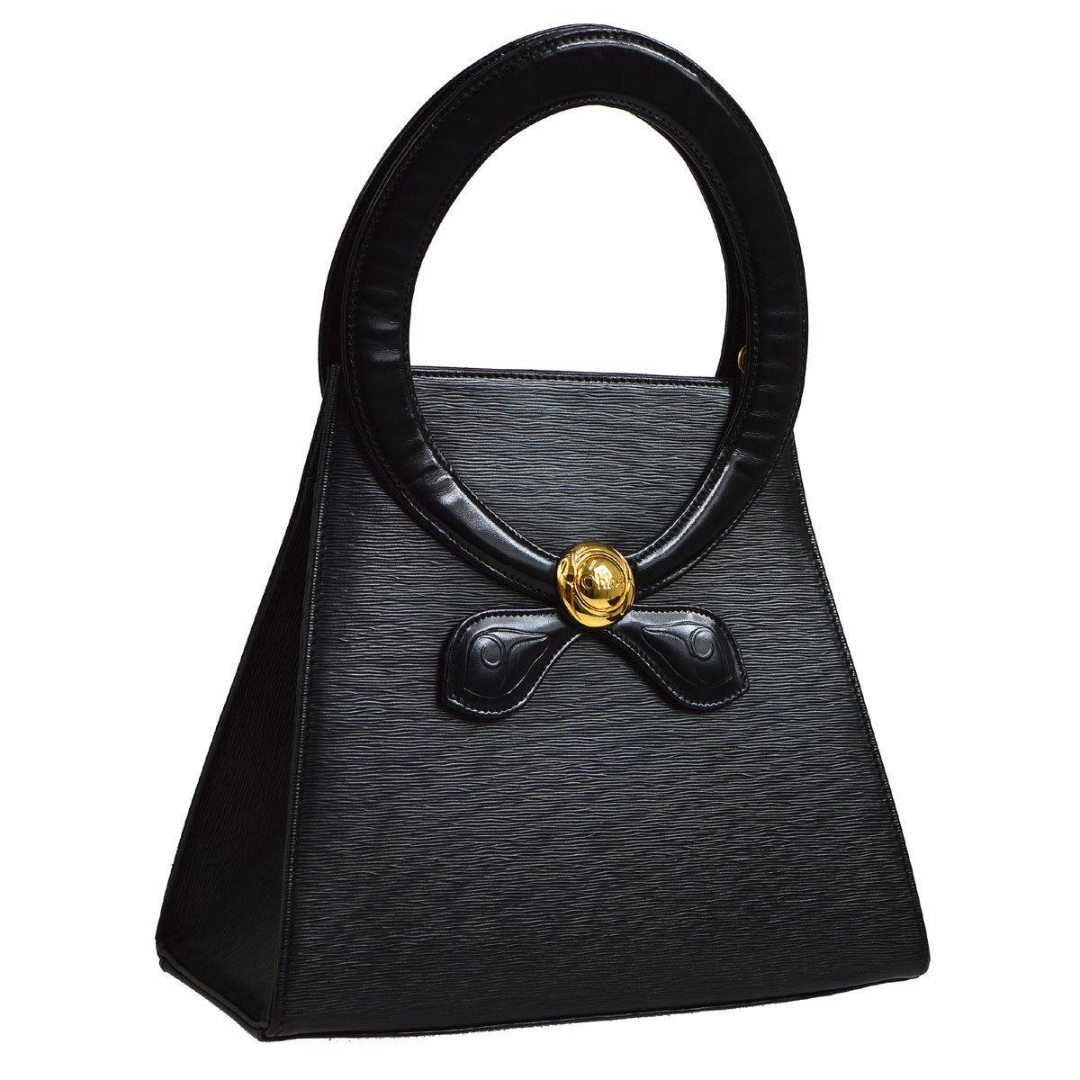 Chloe Black Epi Leather Gold 2 in 1 Top Handle Satchel Shoulder Bag