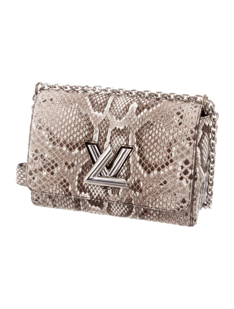 Louis Vuitton Snakeskin Silver LV Chain Clutch Shoulder Flap Bag at 1stdibs