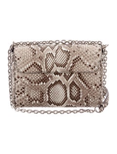 Louis Vuitton Snakeskin Silver LV Chain Clutch Shoulder Flap Bag