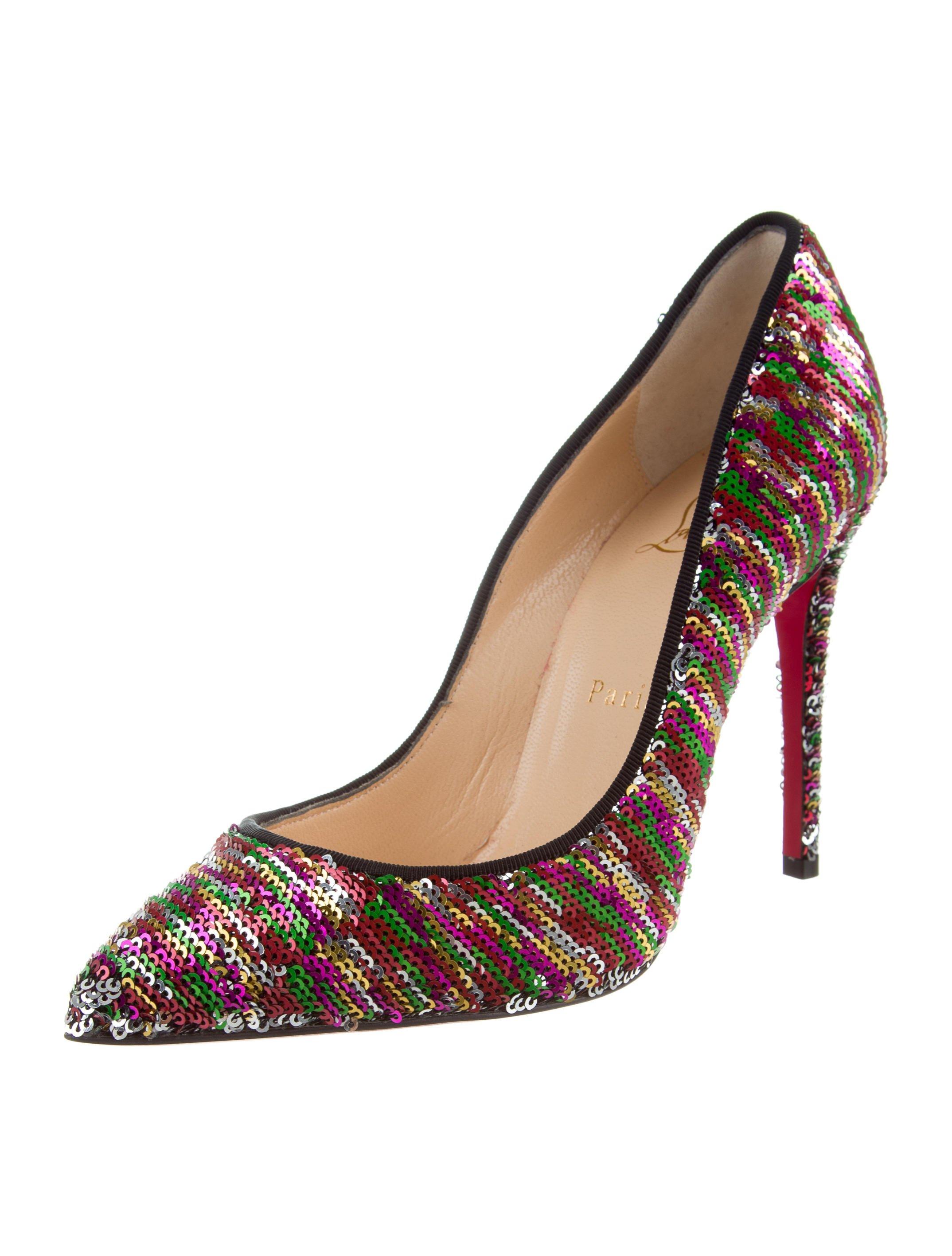 Black Christian Louboutin NEW Multi Color Woven and Sequin Evening Heels Pumps 