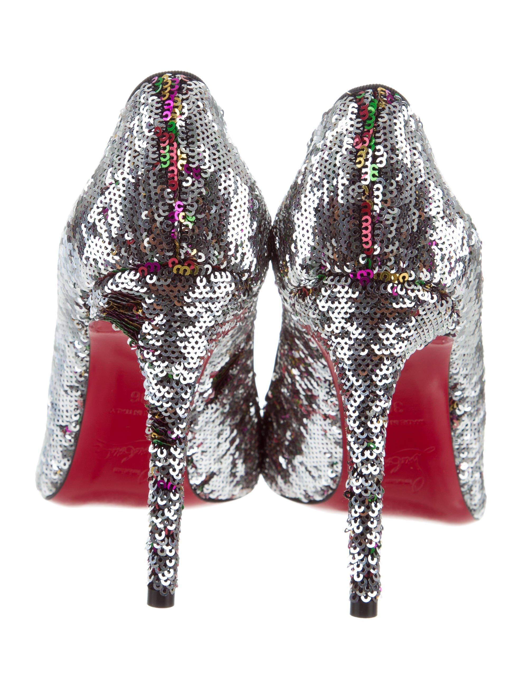 Women's Christian Louboutin NEW Multi Color Woven and Sequin Evening Heels Pumps 