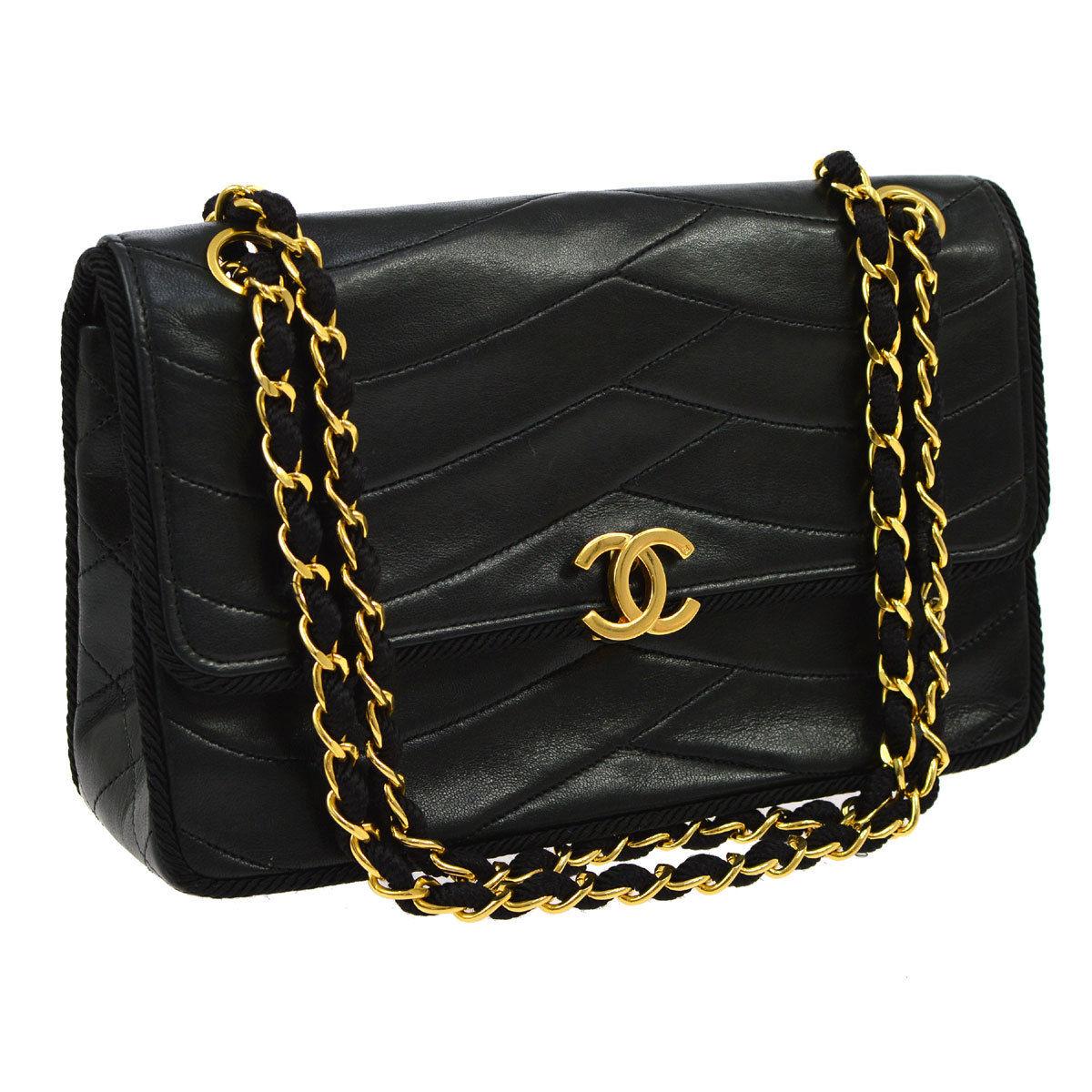 Chanel Vintage Black Small Square Cross Leather Evening Shoulder Flap Bag