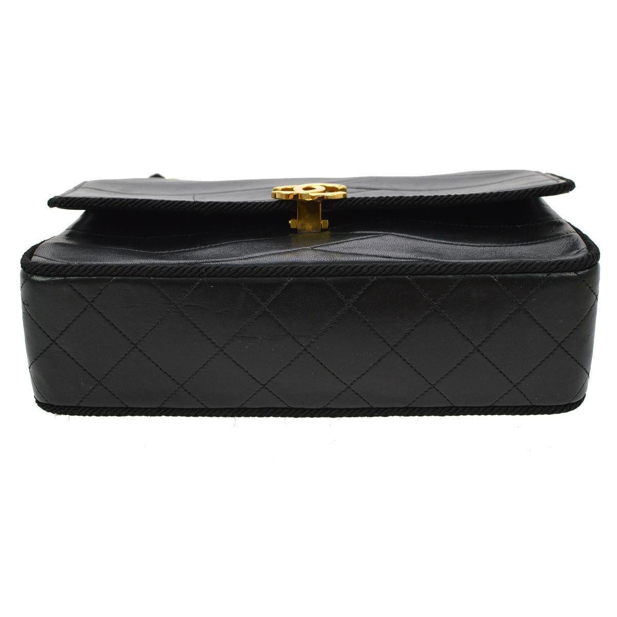 Chanel Vintage Black Small Square Cross Leather Evening Shoulder Flap Bag 1
