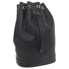 Gucci Black Leather Men's Women's Bamboo Top Handle Carryall Shoulder Bag 