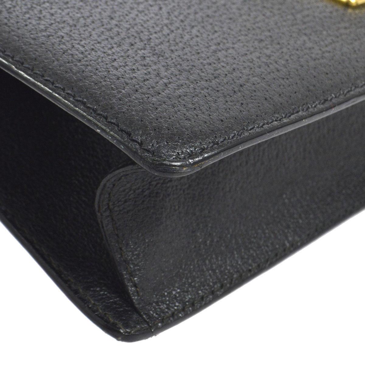 Gucci Black Leather Envelope Flip Lock Evening Clutch Wristlet Flap Bag ...