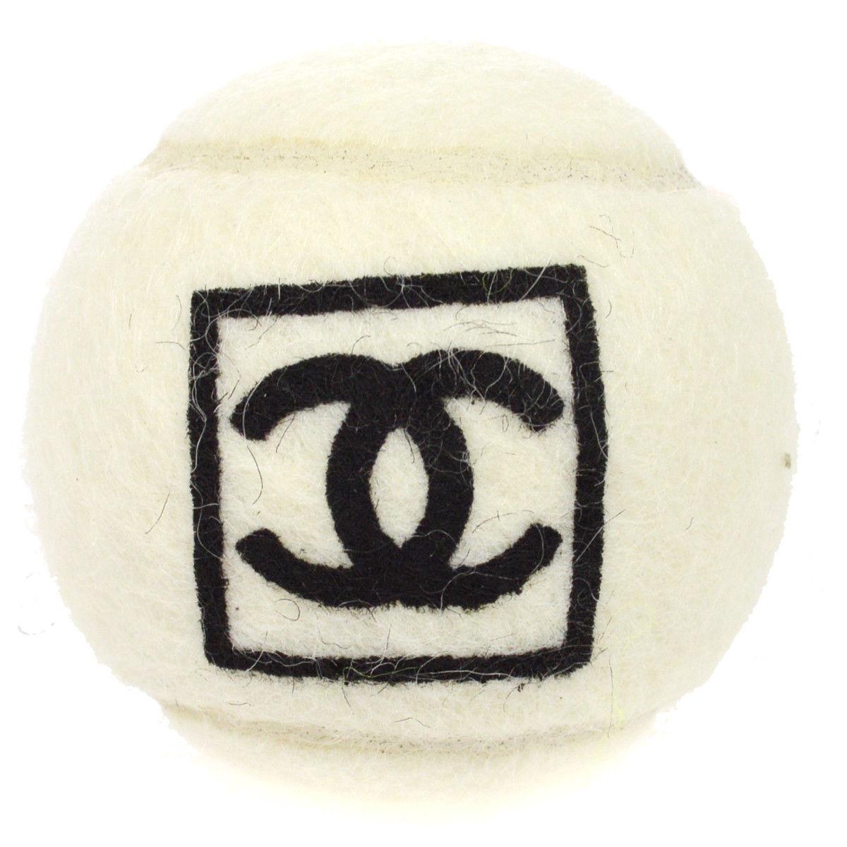Chanel White Black Novelty Tennis Ball