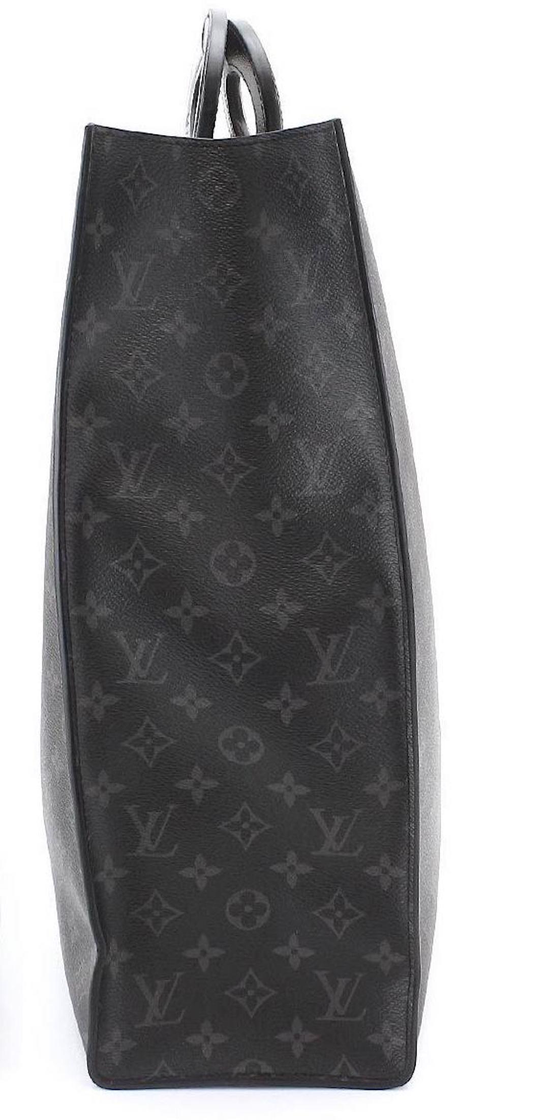 Gray Louis Vuitton Leather Two Tone Monogram Men's Women Top Handle Carryall Tote Bag