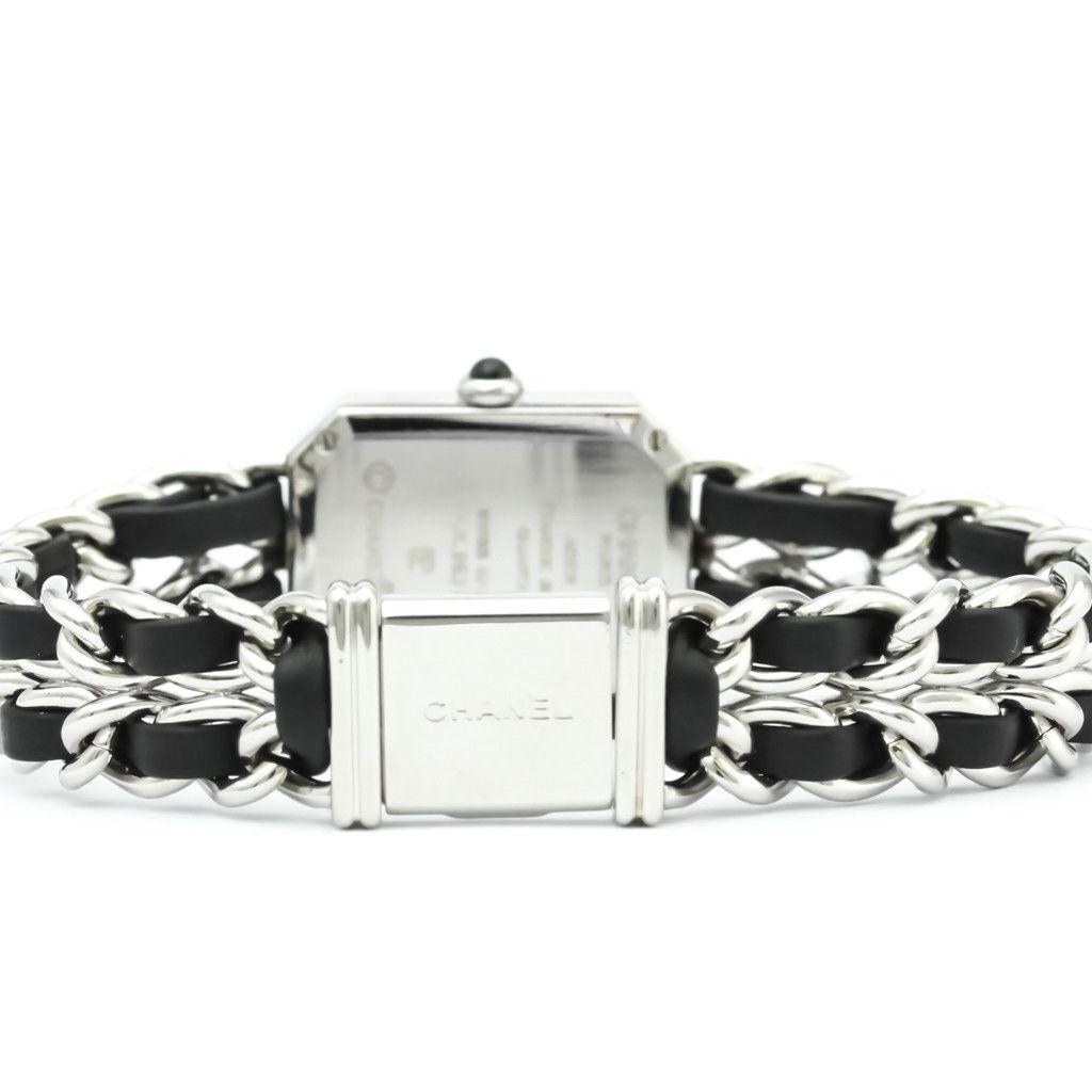 Chanel Stainless Steel Silver Black Leather Chain Women's Wrist Watch 3