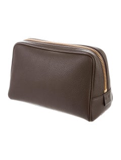 Tom Ford NEW Men's Women's Vanity Cosmetic Taupe Leather Toiletry Travel Bag