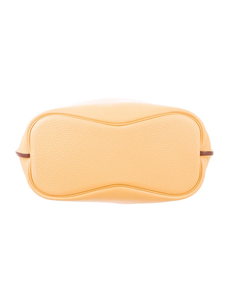 Hermes Mustard Yellow Leather Large Carryall Travel Tote Shoulder Bag