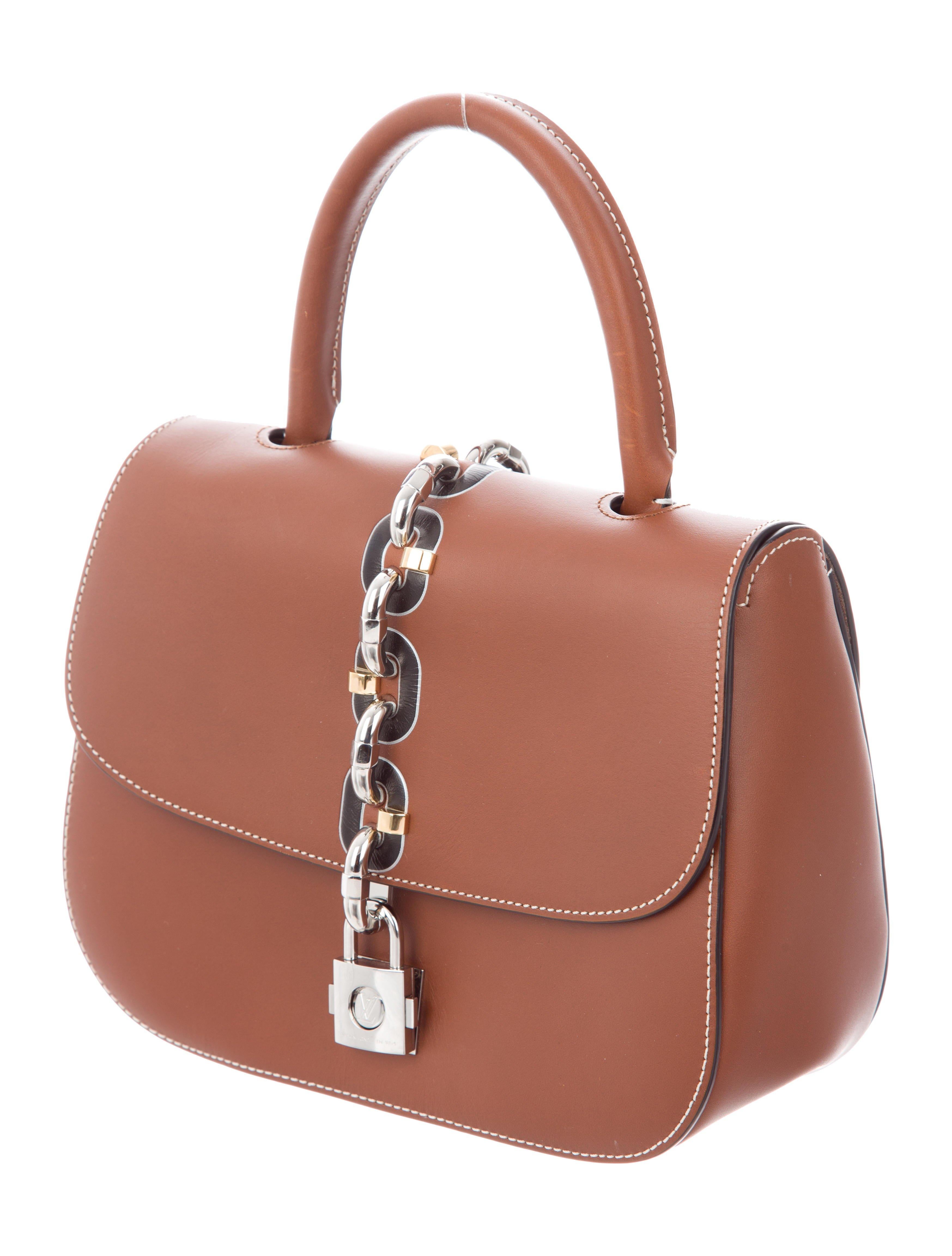 Pink Louis Vuitton New Cognac Leather Kelly Style Top Handle Satchel Evening Flap Bag