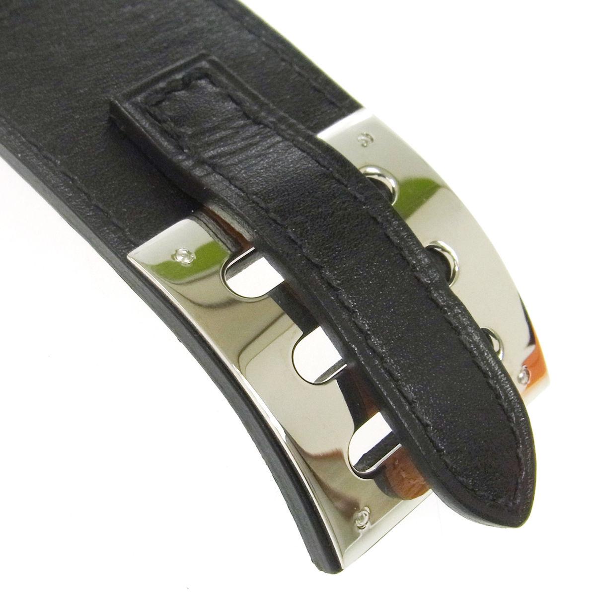 Hermes Black Leather Silver Wide Men's Women's Buckle Cuff Bracelet in Box

Leather
Silver tone hardware
Buckle closure
Date code present
Made in France
Width 1.5