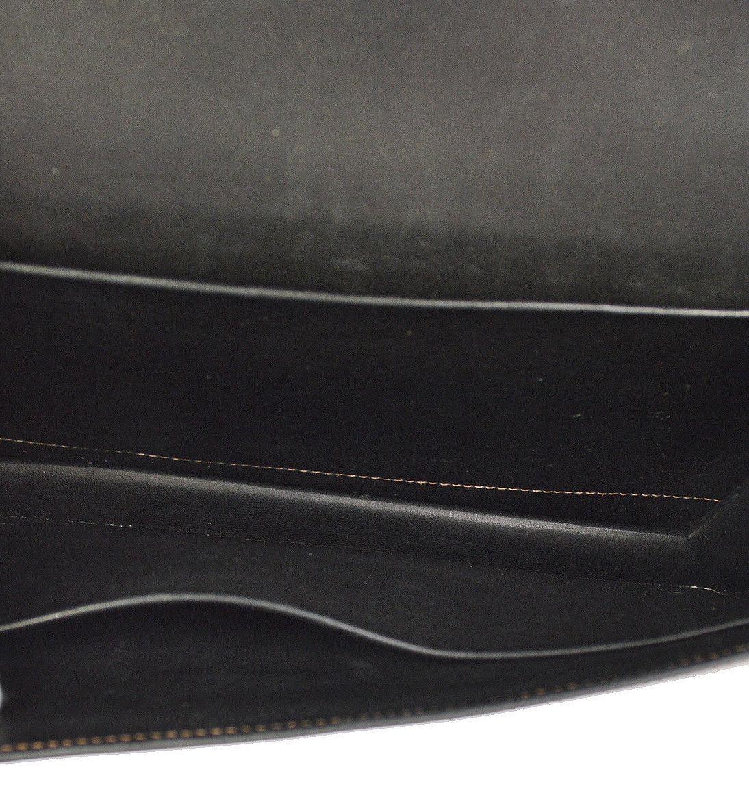 Hermes Leather Black Whipstitch Evening Envelope Fold in Flap Clutch Bag 3