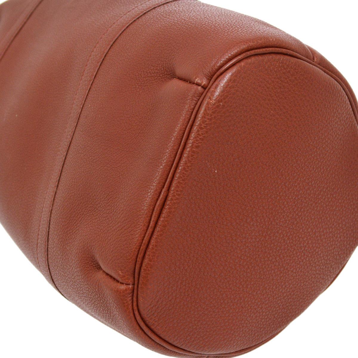 Brown Hermes Leather Top Handle Large Men's Women's Weekender Carryall Travel Bag