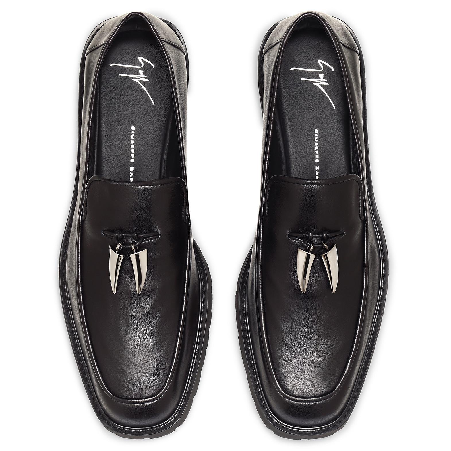 Giuseppe Zanotti New Black Leather Silver Tooth Men's Loafers Shoes  2